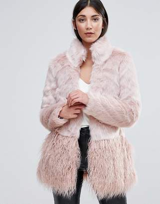 Lipsy Faux Fur Paneled Coat
