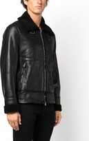 Thumbnail for your product : Salvatore Santoro Pointed-Collar Zipped Leather Jacket