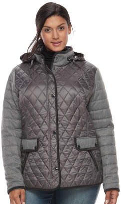 Gallery Plus Size Quilted Mixed-Media Jacket