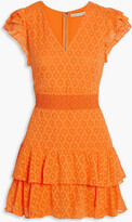 Thumbnail for your product : Alice + Olivia Markita smocked fil coupé silk and cotton-blend mini dress