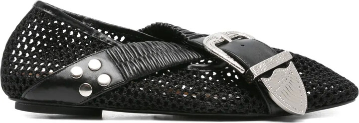 Toga Pulla Buckle-Detail Mesh-Detail Flats