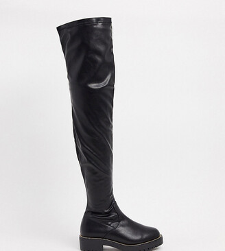 flat wide calf over the knee boots