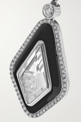 Moritz Glik 18-karat Gray Gold Palladium, Enamel, Sapphire Crystal And Diamond Earrings - Silver