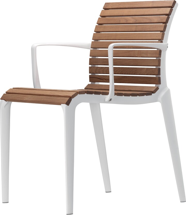 Alias Tech Wood Armchair In Teak And Lacquered Aluminium Frame By Alberto Meda