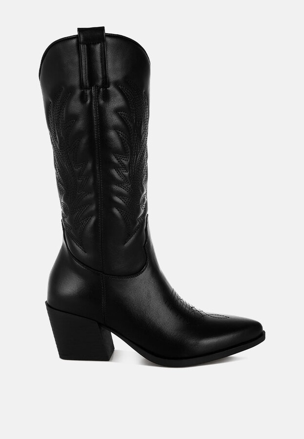London Rag Saguaro Faux Leather Long Cowboy Boots Women