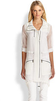 Thumbnail for your product : Elie Tahari Silk Molly Mesh-Detail Coat