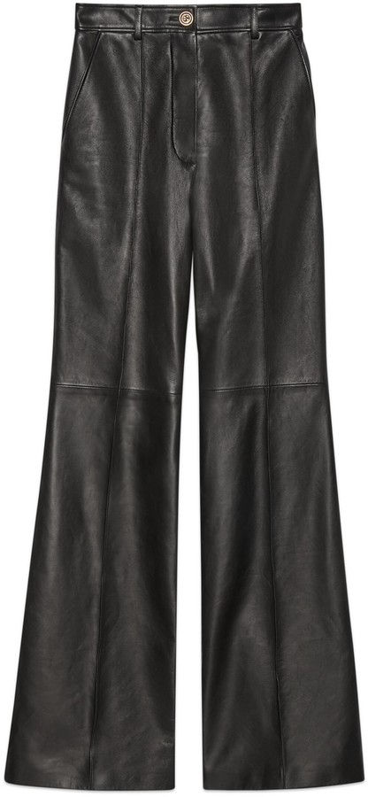 Gucci Plonge leather flare pant - ShopStyle
