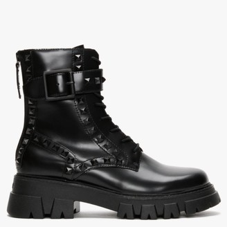 Ash Lewis Studs Black Leather Ankle Boots