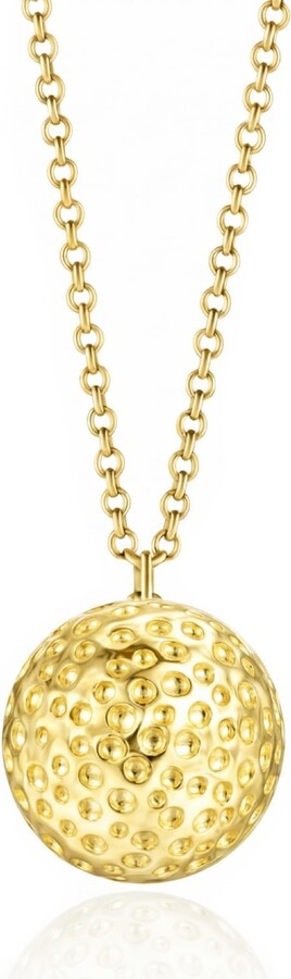 Unaloe Gold Vermeil Sphere Necklace – Sculpted Ball Pendant Contemporary Minimal Fine Jewellery For Women