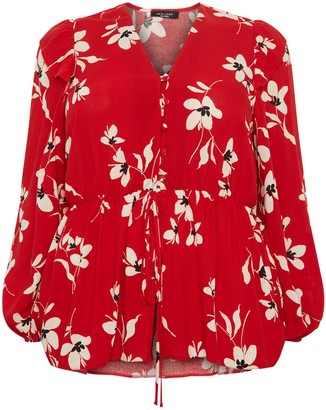New Look Curves Floral Peplum Blouse
