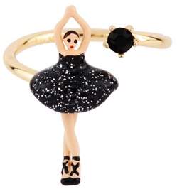 Les Nereides Mini Pas De Deux With Black Ballerina Adjustable Ring