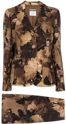 Moschino Pre Owned leaf print skirt suit