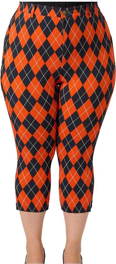 Unique Vintage Plus Size Rachelle Capri Pants - Orange black