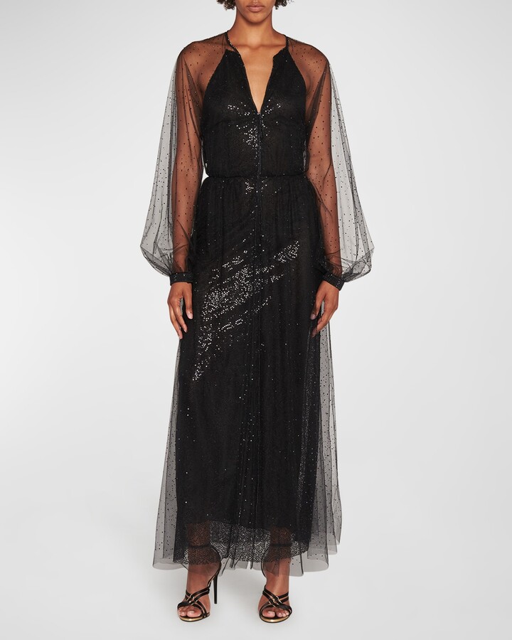 Giorgio Armani Strass Tulle-Overlay Sequin Silk Gown - ShopStyle ...