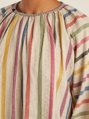 Ace&Jig Farrah Gathered Neck Striped Cotton Blouse - Womens - Beige Multi