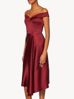 Thumbnail for your product : Alexander McQueen Off-the-shoulder Silk-satin Midi Dress - Burgundy