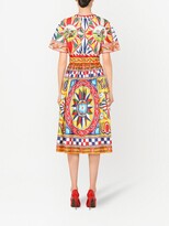 Thumbnail for your product : Dolce & Gabbana Carretto-print silk midi dress