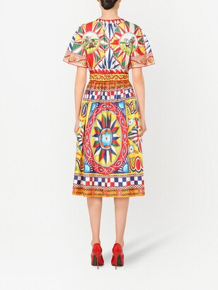 Dolce & Gabbana Carretto-print silk midi dress