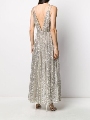 Amen Sequinned Plunge Gown