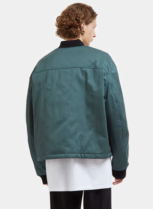 Raf Simons Oversized Fleeced RS Patch Bomber Jacket in Green