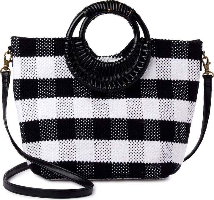 Twig & Arrow Women’s Synthetic Crossbody Tote Bag with Wicker Handles, Black