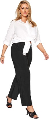 Yours Curve Pull On Wide Leg Stretch Trousers - Women's - Plus