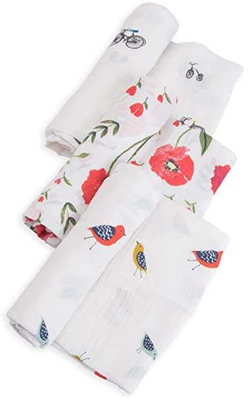 Little Unicorn Cotton Muslin Swaddle - Summer Poppy Set - 3 Pk