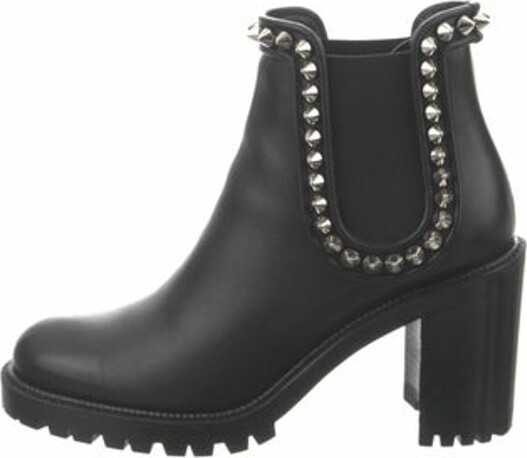 Christian Louboutin Leather Studded Accents Chelsea Boots - ShopStyle