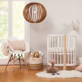 Babyletto Hula Convertible Oval Crib/Mini Bassinet in White/Natural