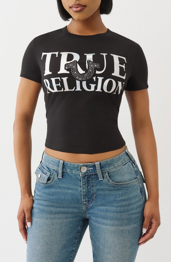 True Religion Crystal Embellished Graphic T-Shirt