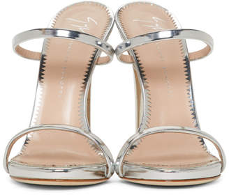 Giuseppe Zanotti Silver G-Heel Sandals