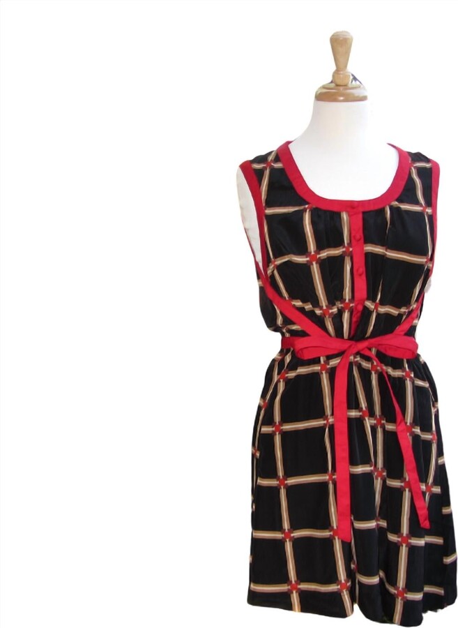 ESLEY COLLECTION Women's Jeannie Plaid Tie Dress In Black