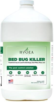 Hygea Natural Bed Bugs Spray Treatment -Stain and Scent Free, Safe for Children and Pets- Lice, Dust Mites, Allergens Treatment- Odorless Natural...
