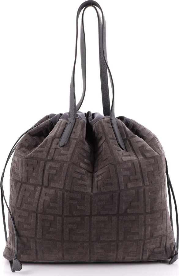 Fendi Drawstring Tote Zucca Embossed Suede Large - ShopStyle