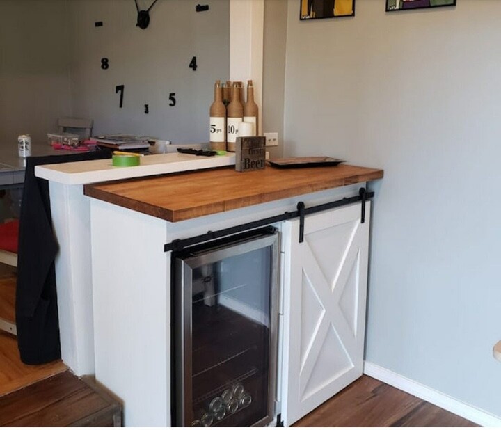 Custom Sliding Barn Door Cabinet-Buffet, Console, Coffee & Tea Bar Station Farmhouse Cabinet | 1/2 Doors Ask For Shipping