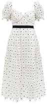Thumbnail for your product : Self-Portrait Puff-sleeve Daisy-lace Midi Dress - White
