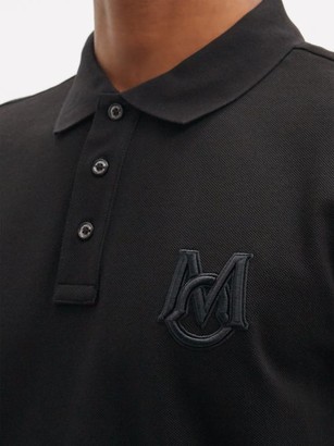 Moncler Logo-embroidered Cotton-pique Polo Shirt - Black