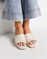 Thumbnail for your product : And other stories & leather platform heeled mules in beige