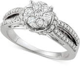 Thumbnail for your product : Macy's Diamond Cluster Split Shank Engagement Ring (3/4 ct. t.w.) in 14k White Gold