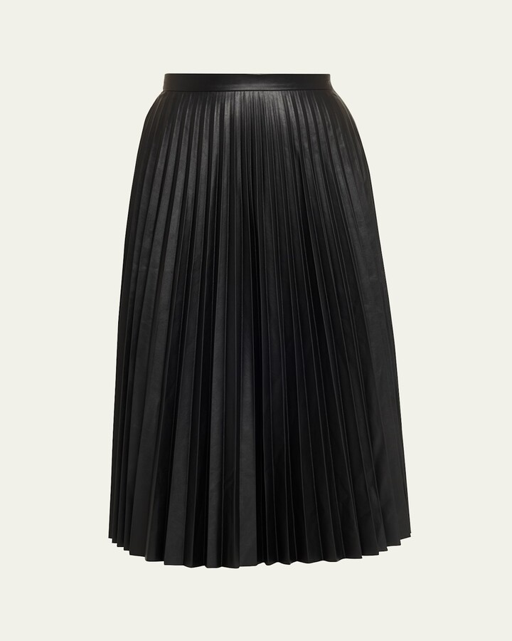 MM6 MAISON MARGIELA Pleated Vegan Leather Midi Skirt