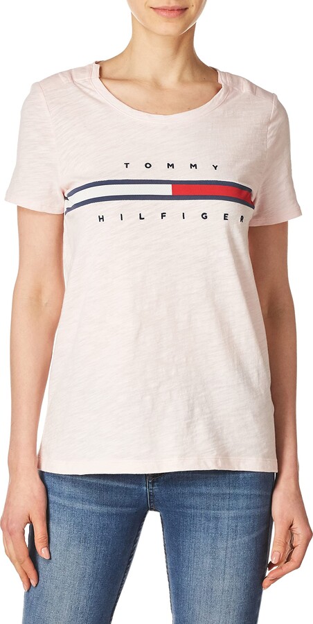 Tommy Hilfiger Women's Adaptive T Shirt with Magnetic Closure Signature  Stripe Tee - ShopStyle