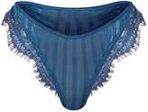 Thumbnail for your product : PrettyLittleThing Petrol Striped Lace High Leg Thong
