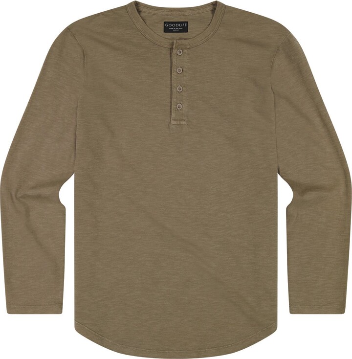 Goodlife Sun-Faded Long Sleeve Slub Scallop Henley - ShopStyle