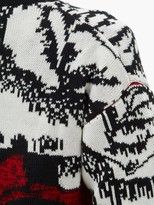 Thumbnail for your product : MSGM Rose-jacquard Longline Wool-blend Cardigan - Red Multi