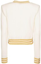 Thumbnail for your product : Balmain Logo Wool Blend Knit Cropped Sweater