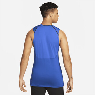 Nike Men's Pro Dri-FIT Slim Fit Sleeveless Top in Blue - ShopStyle