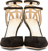 Thumbnail for your product : Charlotte Olympia Black Suede Spider-Web Aranea Strapped Heels