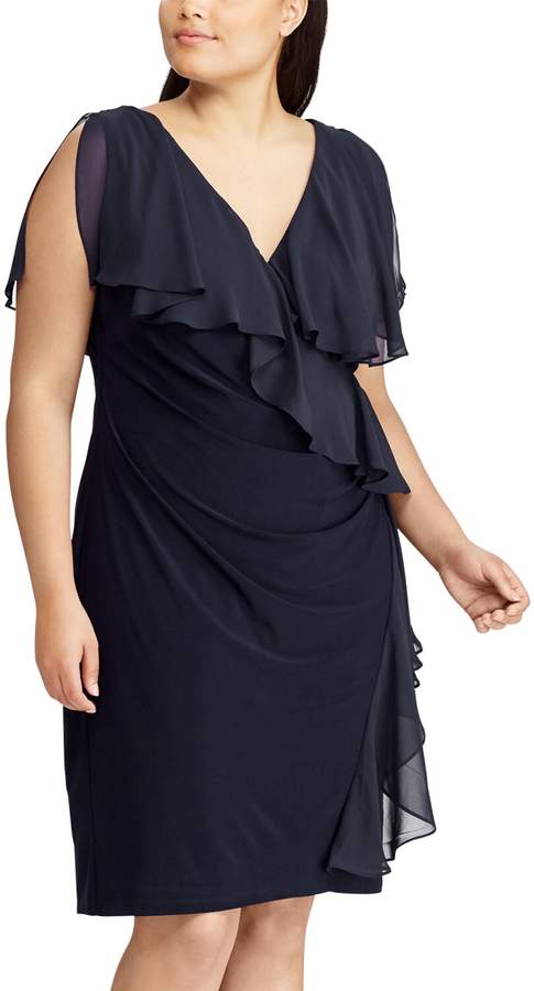 chaps faux wrap dress
