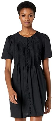 Madewell Lace Trim Pin Tuck Button-Front Mini Dress
