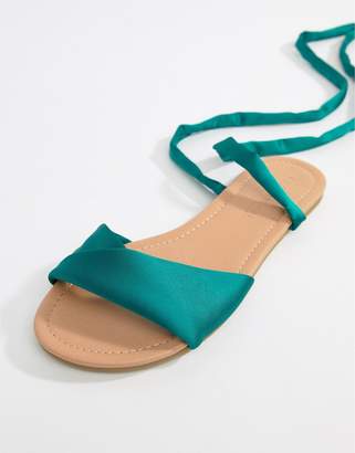 ASOS Design DESIGN Flashing Tie Leg Flat Sandals